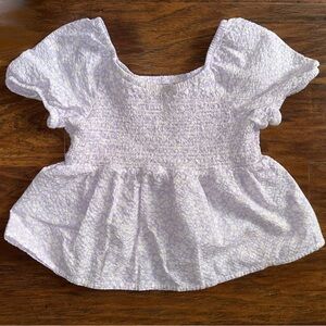 Cat & Jack White and Purple Floral Kids Smocked Blouse